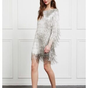 Nwt Rachel Zoe | Ballina Boat-Neck Metallic Fringe Cocktail Dress